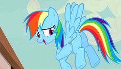 Size: 1888x1080 | Tagged: safe, screencap, rainbow dash, pegasus, pony, g4, the cutie map, butt, cutie mark, female, flying, mare, open mouth, plot