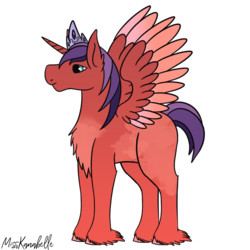 Size: 2000x2000 | Tagged: safe, artist:misskanabelle, oc, oc only, alicorn, pony, alicorn oc, blank flank, chest fluff, crown, high res, jewelry, male, offspring, parent:big macintosh, parent:princess luna, parents:lunamac, regalia, signature, simple background, solo, spread wings, stallion, tiara, transparent background, two toned wings, unshorn fetlocks, wings