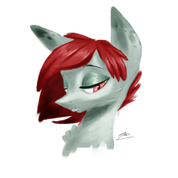 Size: 1000x1000 | Tagged: safe, artist:atomic8497, oc, oc only, oc:greyscale, pony, bust, portrait, simple background, solo, white background