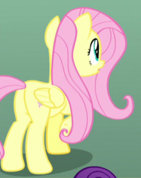 Size: 331x416 | Tagged: safe, screencap, fluttershy, pegasus, pony, g4, yakity-sax, butt, cropped, plot