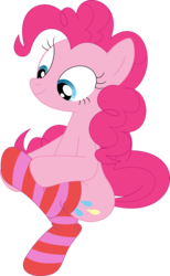 Size: 2198x3575 | Tagged: safe, artist:porygon2z, pinkie pie, earth pony, pony, g4, clothes, female, high res, mare, simple background, sitting, socks, solo, striped socks, transparent background, vector