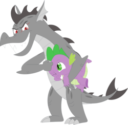 Size: 3569x3481 | Tagged: safe, artist:porygon2z, spike, oc, oc:draco axel, dragon, g4, duo, duo male, high res, male, noogie, one eye closed, sharp teeth, simple background, teeth, transparent background, vector