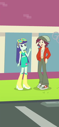 Size: 274x585 | Tagged: safe, screencap, blueberry cake, normal norman, equestria girls, equestria girls specials, g4, my little pony equestria girls: better together, my little pony equestria girls: forgotten friendship, background human, cropped, duo, female, male