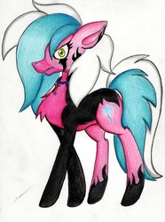 Size: 2455x3293 | Tagged: safe, artist:luxiwind, oc, oc only, oc:mad paint, earth pony, pony, female, high res, mare, solo, traditional art