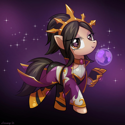 Size: 2000x2000 | Tagged: safe, artist:jeremywithlove, pony, clothes, crossover, diablo (series), diablo iii, female, heroes of the storm, high res, li-ming, mare, ponified, solo, wizard