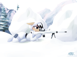 Size: 2700x2000 | Tagged: safe, artist:stardep, oc, oc only, pegasus, pony, ar-15, bipod, clothes, female, gun, high res, mare, mountain, scope, snow, solo, tongue out, tree, weapon