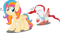 Size: 9935x5558 | Tagged: safe, artist:bladedragoon7575, oc, oc only, oc:golden gates, oc:indonisty, absurd resolution, confused, convention mascots, cute, descriptive noise, excited, inside joke, simple background, transparent background