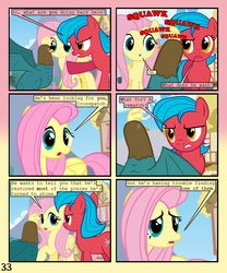 Size: 900x1080 | Tagged: safe, artist:lister-of-smeg, fluttershy, oc, oc:crosspatch, oc:scavenger (lister-of-smeg), cockatrice, earth pony, pony, comic:crystal heart attack, g4, comic, female, mare