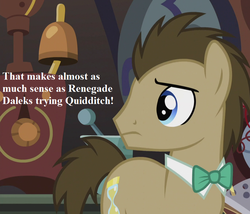 Size: 840x720 | Tagged: safe, edit, edited screencap, editor:korora, screencap, doctor whooves, time turner, earth pony, pony, g4, slice of life (episode), actor allusion, cropped, david tennant, doctor who, harry potter (series), male, reaction image, solo, stallion, text