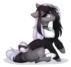 Size: 2298x2160 | Tagged: safe, artist:sukiskuki, oc, oc only, pony, blushing, clothes, ear piercing, female, high res, mare, piercing, simple background, solo, white background