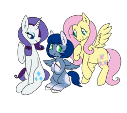 Size: 2478x2208 | Tagged: safe, artist:doodle noodle, fluttershy, rarity, oc, oc:sapphire, g4, coping with limitations through ponies, high res, simple background, transparent background