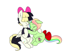Size: 3850x2800 | Tagged: safe, artist:doodle noodle, songbird serenade, oc, oc:doodle noodle, g4, my little pony: the movie, bow, coping with limitations through ponies, high res, hug, simple background, transparent background