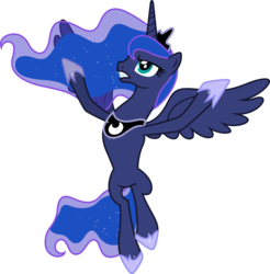 Size: 8478x8601 | Tagged: safe, artist:fruft, princess luna, alicorn, pony, g4, luna eclipsed, season 2, absurd resolution, female, flying, hoof shoes, looking up, serious, simple background, solo, spread wings, transparent background, vector, wings