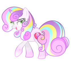 Size: 2573x2221 | Tagged: dead source, safe, artist:chaostrical, artist:serathrix, sweetie belle, pony, unicorn, g4, base used, female, high res, rainbow power, rainbow power-ified, simple background, solo, transparent background