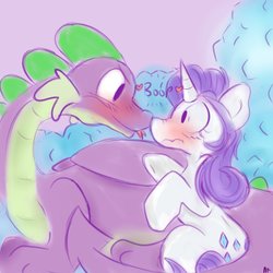 Size: 1024x1024 | Tagged: safe, artist:amare-fide, rarity, spike, g4, blushing, boop, female, male, noseboop, older, older spike, ship:sparity, shipping, straight