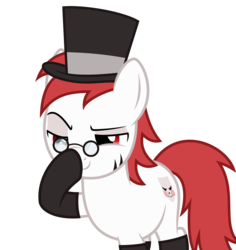 Size: 5000x5287 | Tagged: safe, artist:memely, oc, oc only, oc:nightly, earth pony, pony, absurd resolution, glimmerposting, hat, meme, saw (movie), simple background, smug, solo, the boopening, top hat, transparent background, vector