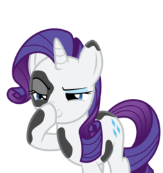 Size: 5000x5287 | Tagged: safe, artist:memely, rarity, cow, g4, absurd resolution, boop, female, moo, raricow, self-boop, simple background, smug, solo, species swap, the boopening, transparent background, vector