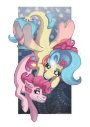 Size: 3507x4960 | Tagged: safe, artist:monnarcha, screencap, pinkie pie, princess skystar, earth pony, pony, seapony (g4), g4, my little pony: the movie, cropped, cute, diapinkes, dorsal fin, female, fin, fin wings, fins, fish tail, flower, flower in hair, flowing mane, flowing tail, freckles, looking at each other, looking at someone, mare, ocean, open mouth, open smile, scales, seaponified, seapony pinkie pie, seaquestria, seaweed, simple background, smiling, smiling at each other, species swap, swimming, tail, that pony sure does love being a seapony, transparent background, underwater, water, wings