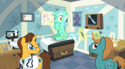 Size: 6650x3700 | Tagged: safe, artist:mundschenk85, doctor horse, doctor stable, lyra heartstrings, pony, unicorn, g4, clothes, female, glasses, hospital, magic, male, mare, needle, needle phobia, scared, show accurate, sink, sitting, smiling, stallion, syringe