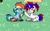 Size: 341x209 | Tagged: safe, rainbow dash, oc, oc:anaglyph, pony, pony town, g4, clothes, cute, rainbow socks, socks, striped socks