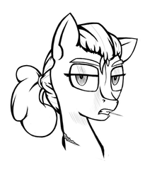 Size: 800x900 | Tagged: safe, artist:hc0, apple bloom, earth pony, pony, g4, alternate hairstyle, bust, female, monochrome, older, portrait, scar, solo