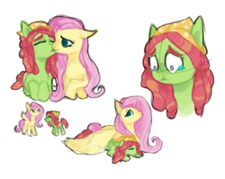 Size: 1536x1220 | Tagged: safe, artist:elf-hollow, fluttershy, tree hugger, earth pony, pegasus, pony, g4, crying, female, kissing, lesbian, mare, ship:flutterhugger, shipping, simple background, transparent background, wing blanket