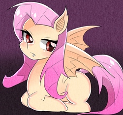 Size: 1111x1042 | Tagged: safe, artist:master_0130, fluttershy, bat pony, pony, g4, female, flutterbat, looking at you, mare, missing cutie mark, race swap, solo