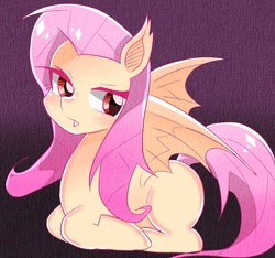 Size: 1111x1042 | Tagged: safe, alternate version, artist:master_0130, fluttershy, bat pony, pony, g4, female, flutterbat, looking at you, mare, missing cutie mark, race swap, solo