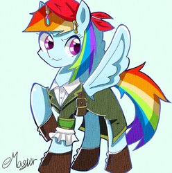 Size: 927x935 | Tagged: safe, artist:master_0130, rainbow dash, pegasus, pony, g4, clothes, female, looking at you, mare, pirate dash, solo