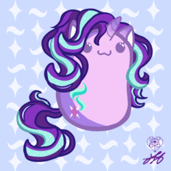 Size: 1280x1280 | Tagged: safe, artist:stainedglasslighthea, starlight glimmer, pony, unicorn, g4, :3, beady eyes, bean pony, cute, female, glimmerbetes, potato pony, solo