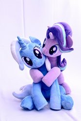 Size: 682x1024 | Tagged: safe, artist:nekokevin, starlight glimmer, trixie, pony, unicorn, series:nekokevin's glimmy, g4, cute, diatrixes, glimmerbetes, hug, irl, photo, plushie