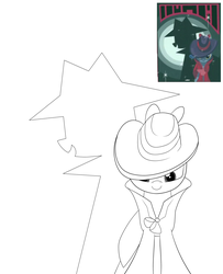 Size: 1473x1817 | Tagged: safe, artist:moonatik, pony, g4, the end in friend, 30 minute art challenge, book, book cover, clothes, cover, dress, female, hat, mare, ribbon, shadow spade, the colt in crimson