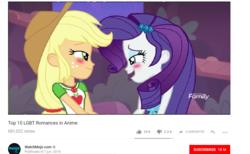 Size: 960x591 | Tagged: safe, edit, edited screencap, screencap, applejack, rarity, equestria girls, equestria girls specials, g4, my little pony equestria girls: better together, my little pony equestria girls: rollercoaster of friendship, blushing, fake, female, lesbian, meme, ship:rarijack, shipping, watchmojo.com