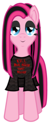 Size: 1800x4485 | Tagged: safe, artist:fascismnotincluded, pinkie pie, earth pony, pony, g4, clothes, female, heavy metal, pinkamena diane pie, pinkie pie's boutique, shirt, simple background, solo, transparent background, vector