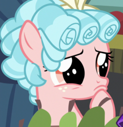 Size: 597x616 | Tagged: safe, screencap, cozy glow, pegasus, pony, g4, marks for effort, cozy glow is best facemaker, cozybetes, cropped, cute, female, filly, foal, puppy dog eyes, pure concentrated unfiltered evil of the utmost potency, sad, solo, thinking, woobie