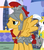 Size: 639x720 | Tagged: safe, screencap, flash magnus, pegasus, pony, unicorn, a rockhoof and a hard place, g4, armor, cropped, helmet, male, nickelodeon, royal guard, smiling, solo focus, stallion, unicorn royal guard, wings