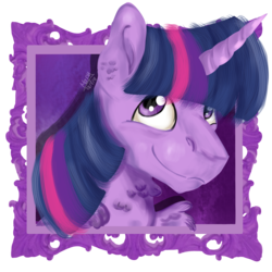 Size: 3000x3000 | Tagged: safe, artist:euspuche, twilight sparkle, alicorn, pony, g4, bust, chest fluff, female, high res, looking at you, mare, portrait, purple, realistic, smiling, twilight sparkle (alicorn)