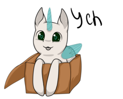 Size: 2500x2000 | Tagged: safe, artist:evlass, pony, advertisement, box, commission, cute, heart eyes, high res, looking at you, pony in a box, simple background, solo, transparent background, wingding eyes, your character here