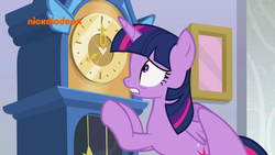 Size: 1920x1080 | Tagged: safe, screencap, twilight sparkle, alicorn, pony, g4, school raze, clock, female, mare, solo, twilight sparkle (alicorn)