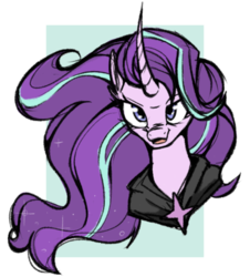 Size: 540x597 | Tagged: safe, artist:xsidera, starlight glimmer, pony, unicorn, g4, bust, cute, evil grin, female, glimglam, glimmerbetes, guardians of harmony, mare, open mouth, portrait, smiling, smirk, solo, toy