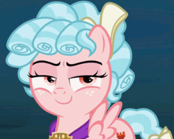 Size: 1339x1072 | Tagged: safe, screencap, cozy glow, pegasus, pony, g4, school raze, cropped, female, filly, foal, grin, lidded eyes, looking at you, smiling, smirk, smug, solo