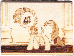 Size: 838x639 | Tagged: safe, artist:malte279, rarity, g4, craft, pyrography, traditional art