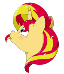 Size: 1068x1223 | Tagged: safe, artist:kirr12, sunset shimmer, pony, unicorn, g4, blushing, bust, female, in love, mare, portrait, simple background, solo, transparent background