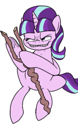 Size: 491x777 | Tagged: safe, artist:bennimarru, starlight glimmer, pony, unicorn, g4, the cutie map, caress, female, flat colors, frog (hoof), hoof hold, s5 starlight, simple background, sitting, smiling, solo, song in the description, staff, staff of sameness, transparent background, underhoof