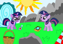Size: 2000x1414 | Tagged: safe, artist:php185, sci-twi, twilight sparkle, pony, g4, equestria girls ponified, female, filly, filly twilight sparkle, glasses, ponified, portal, self ponidox, twolight, vector, younger