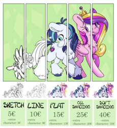 Size: 7487x8152 | Tagged: safe, artist:cutepencilcase, princess cadance, princess flurry heart, shining armor, g4, absurd resolution, commission info, family, female, male