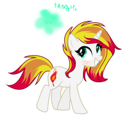 Size: 1058x990 | Tagged: safe, artist:nocturna76, oc, oc only, oc:fall fire, pony, unicorn, female, grin, mare, simple background, smiling, solo, white background