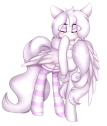 Size: 3377x3978 | Tagged: safe, artist:mimihappy99, oc, oc only, oc:milky moon, pegasus, pony, art trade, clothes, female, frilly socks, high res, mare, simple background, socks, solo, striped socks, transparent background