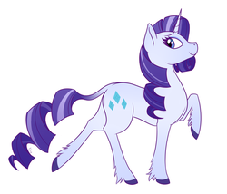 Size: 1997x1711 | Tagged: safe, artist:dippindott, rarity, pony, unicorn, g4, concave belly, cutie mark, female, g5 concept leak style, g5 concept leaks, looking back, mare, profile, raised hoof, rarity (g5 concept leak), redesign, simple background, smiling, solo, white background