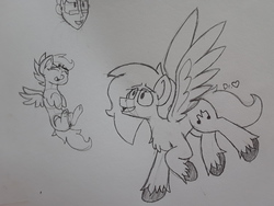 Size: 2576x1932 | Tagged: safe, artist:drheartdoodles, scootaloo, oc, oc:dr.heart, pegasus, pony, g4, cute, female, filly, flying, laughing, size difference, smiling